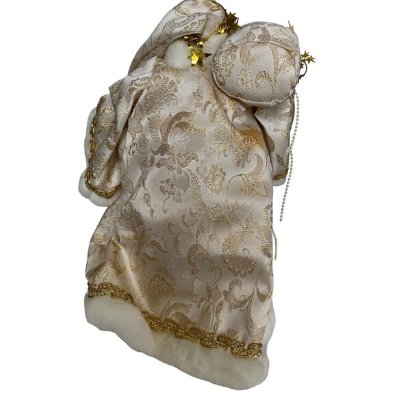 SANTA HOLDING PRESENTS CHRISTMAS TREE TOPPER IVORY & GOLD 12" TABLE DECORATION - Picture 5 of 7